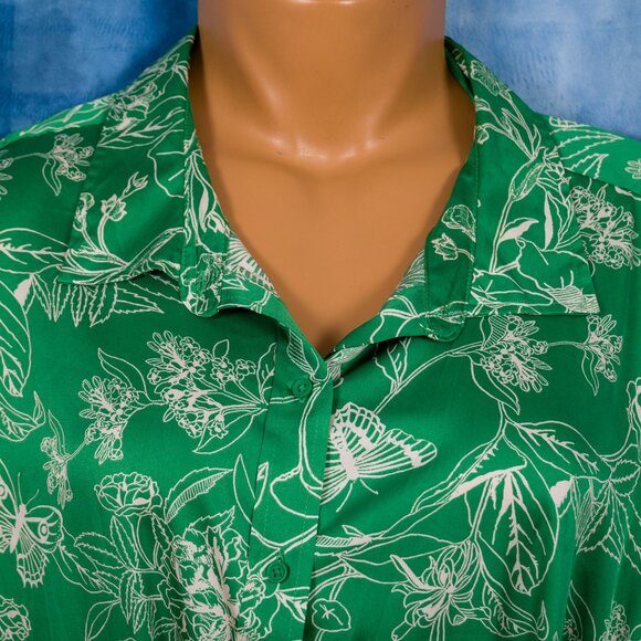 Ophelia Rose, Green and white Floral  Polyester and Spandex Satin Dress Size 2X - Picture 1 of 3